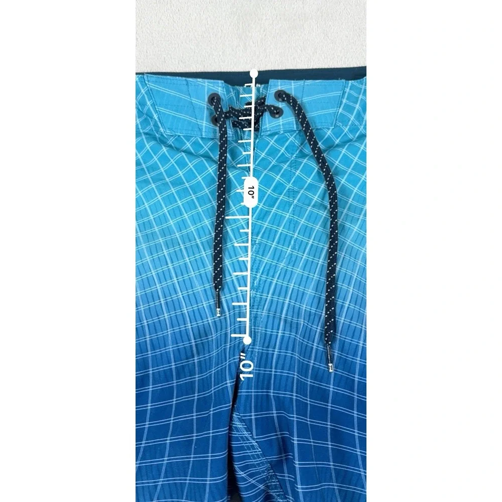 Billabong Fluid Pro Board Shorts Mens 31 Blue Gradient Grid Recycled Swim Trunks